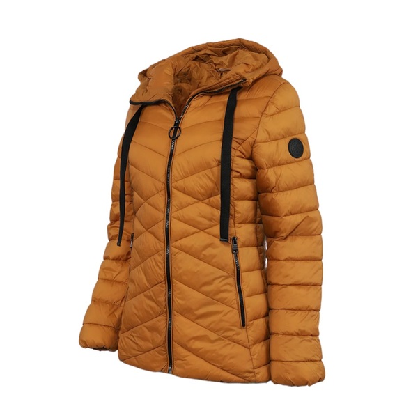 Madden Girl Women's Hooded Puffer Jacket in Khaki, Medium - Picture 2 of 15